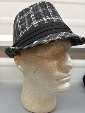 Plaid Fedora Hat with Black Band
